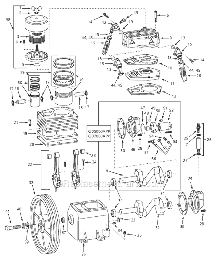 Page B Diagram and Parts List for CI071082VMS 2003 Campbell Hausfeld Compressor